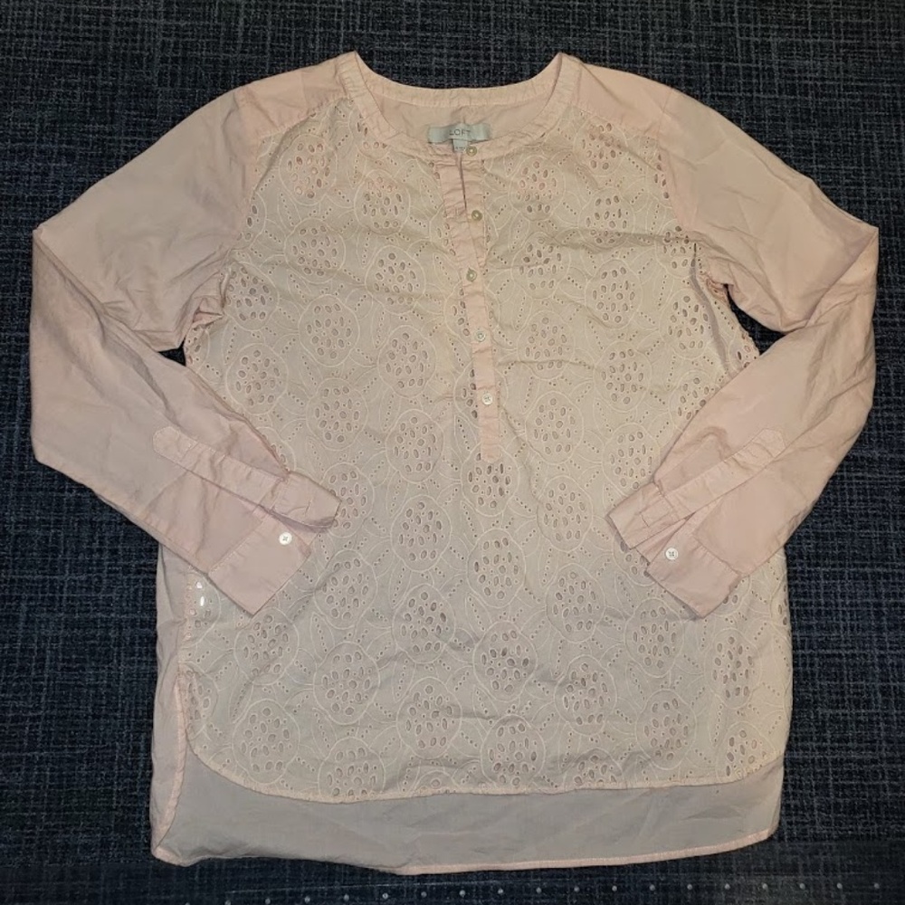 Size medium LOFT pink ladies eyelet top